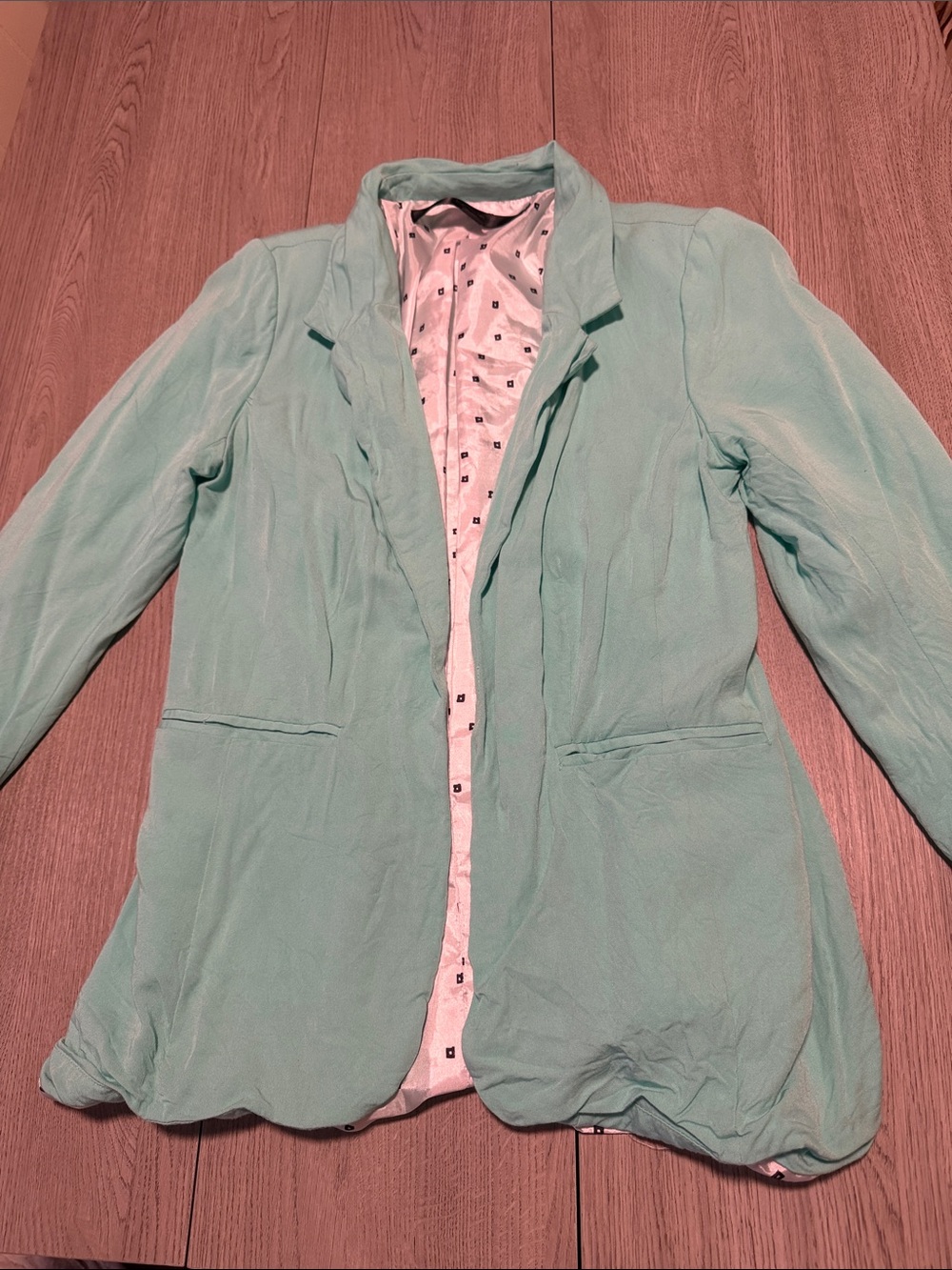 Kensie Seafoam Green Open-Front Blazer